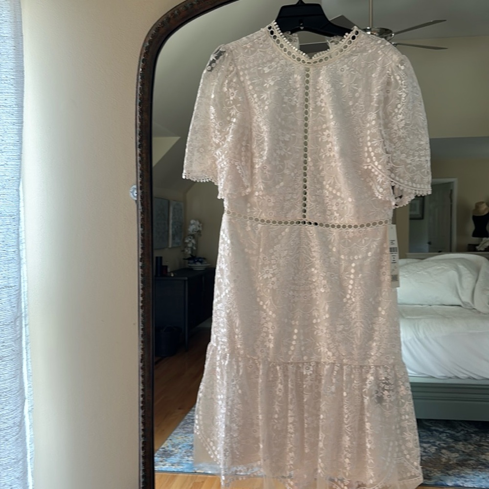 ML Monique Lhullier White Embroidered Dress